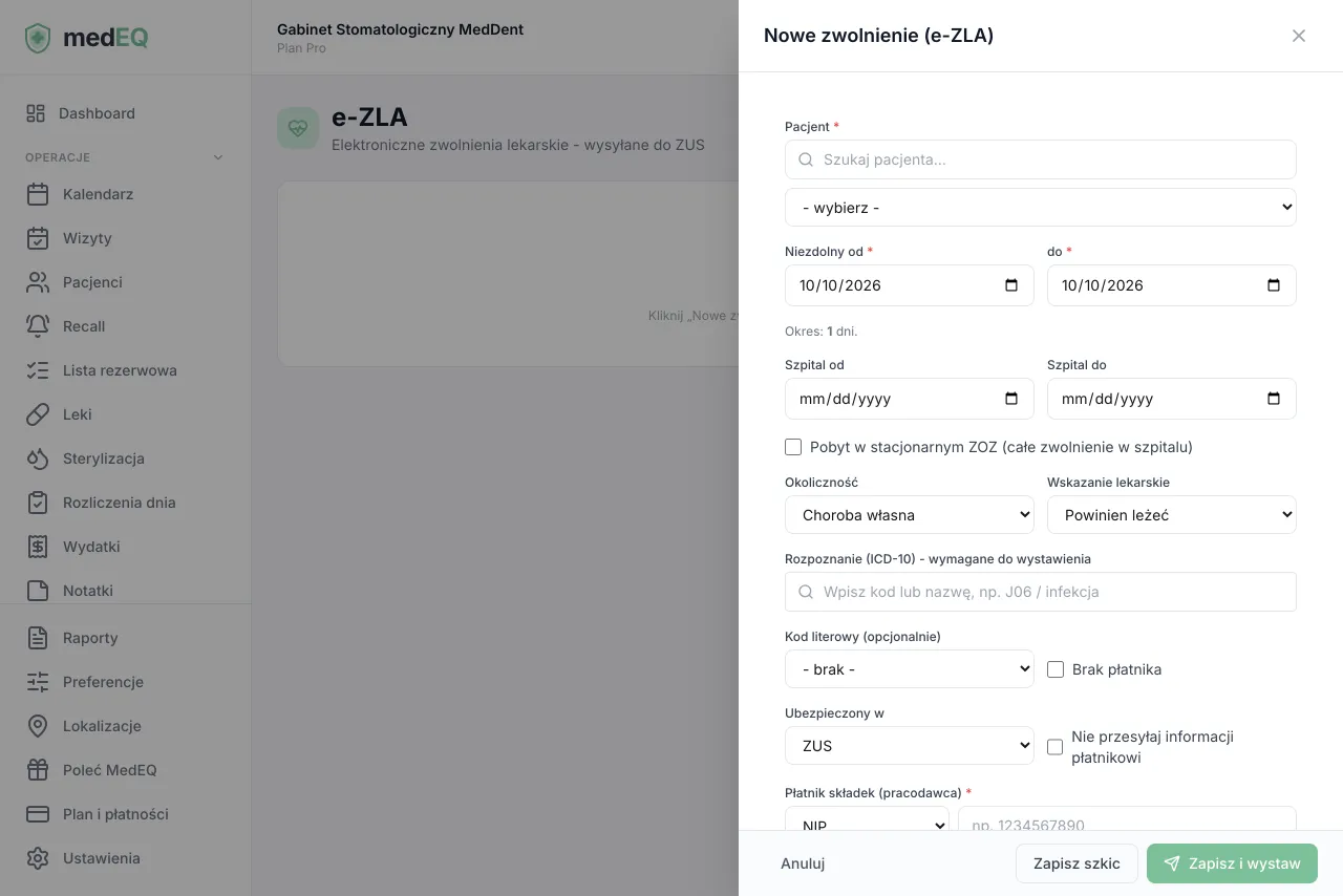 E-zwolnienie (e-ZLA) z programu gabinetowego 2026. Jak wystawić i co przygotować